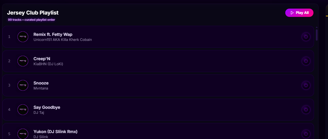 Jersey Club Radio playlist in production